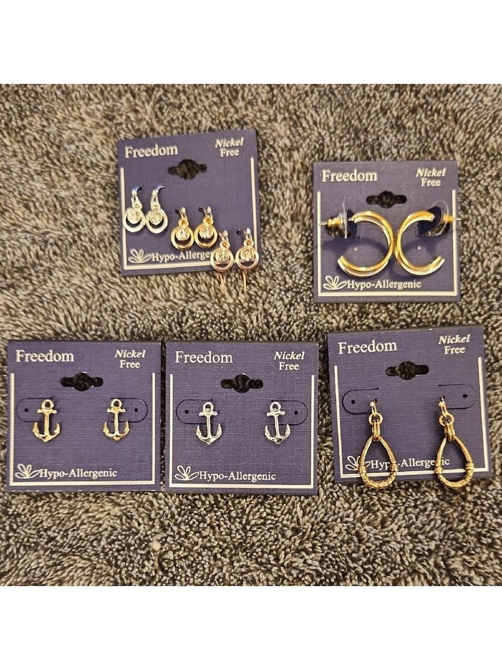 Freedom Hypo-Allergenic Nickel Free Earrings Lot of 5